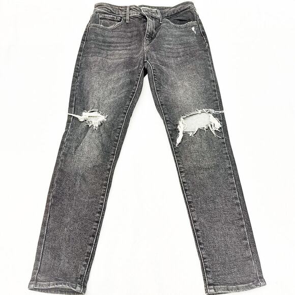 Levi's 721 High Rise Skinny Charcoal Denim Jeans Ripped Size 28 - Picture 2 of 9